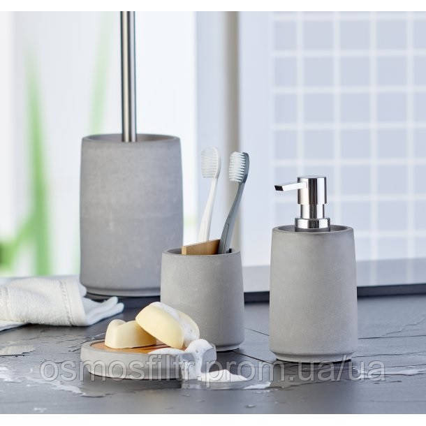 Мыльница Axentia Турин серый бетон с бамбуковой вставкою 12х12х2.5 см (126716) Киев - изображение 4