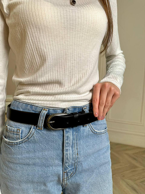 Ремень кожаный черного цвета Каменское - изображение 6