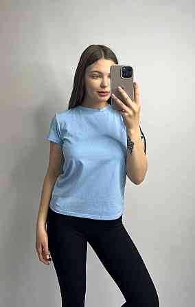 Базовая футболка женская удлиненная Голубой M Харьков