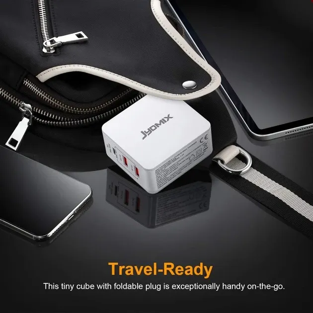 Універсальний мережевий зарядний пристрій JYDMIX (30W, PD3.0, QC3.0) — USB-C + 2xUSB-A, набір перехідників для подорожей Київ - фото 7