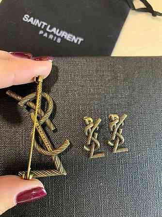 Сен Лоран комплект украшений / Yves Saint Laurent серьги и брошка Одесса