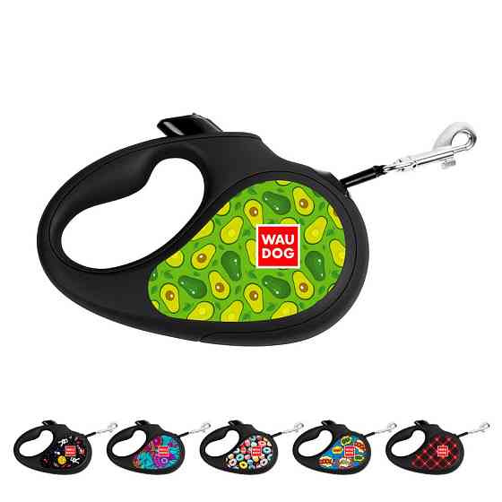 Повідець-рулетка для собак WAUDOG R-leash, малюнок "Авокадо", L, до 50 кг, 5 м, світловідбиваюч Коломыя