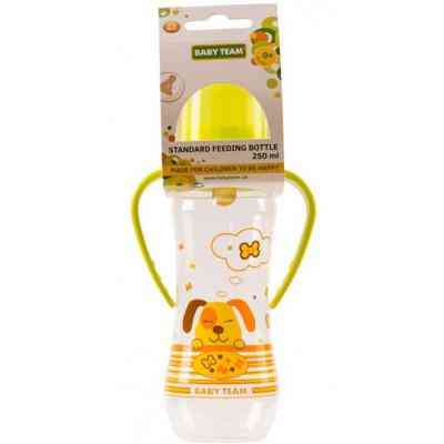 Пляшечка для годування Baby Team з латексною соскою і ручками 250 мл 0+ (1311_собачка_салатовая) Вінниця