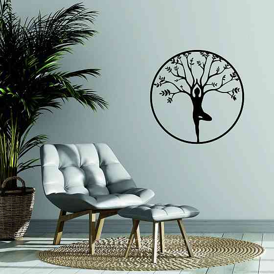 Декоративне настінне 3D Панно «ЙОГА» Декор на стіну з об'ємом 70*70 см, Чорний Київ