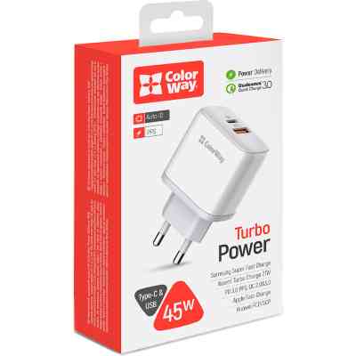 Зарядное устройство ColorWay GaN Mini 25W PD Port PPS USB-C white (CW-CHS052PD-WT) Винница