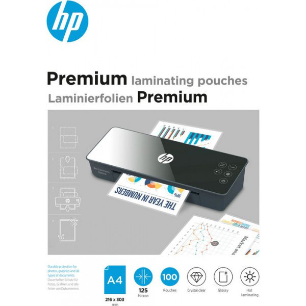 Плівка для ламінування HP Premium Laminating Pouches, A4, 125 Mic, 216x303, 100 pcs (9124) Київ - фото 1