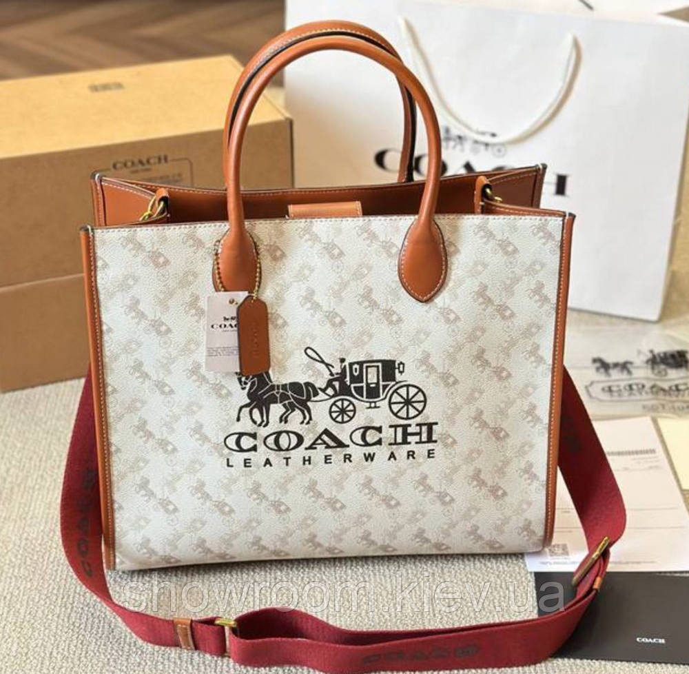 Жіноча сумка середніх розмірів Coach Ace бежева Lux Київ - фото 3