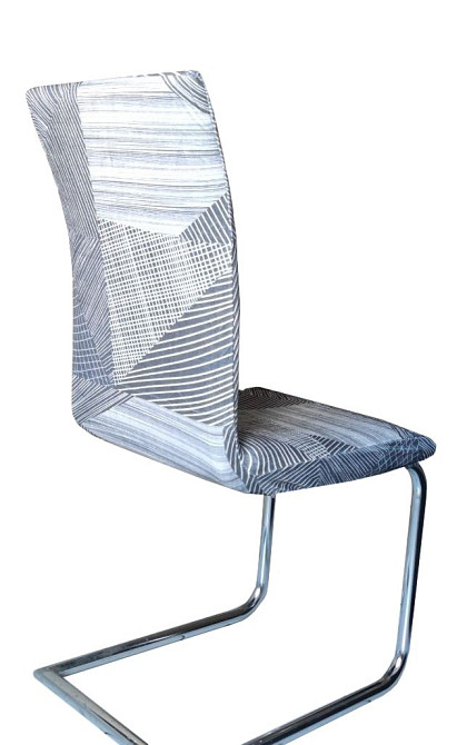 Універсальний натяжний чохол накидка на стілець зі спинкою з малюнком штрих Royan 0041 Біла Церква - фото 1