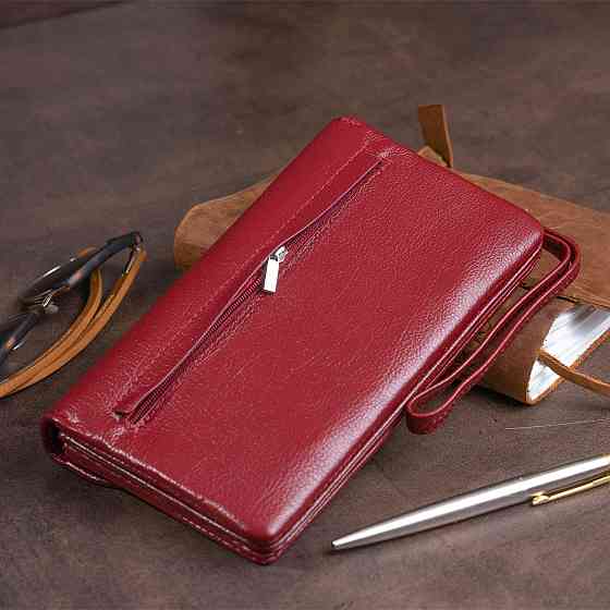 Клатч зі шкіри жіночий Бордовий (ST Leather) Київ