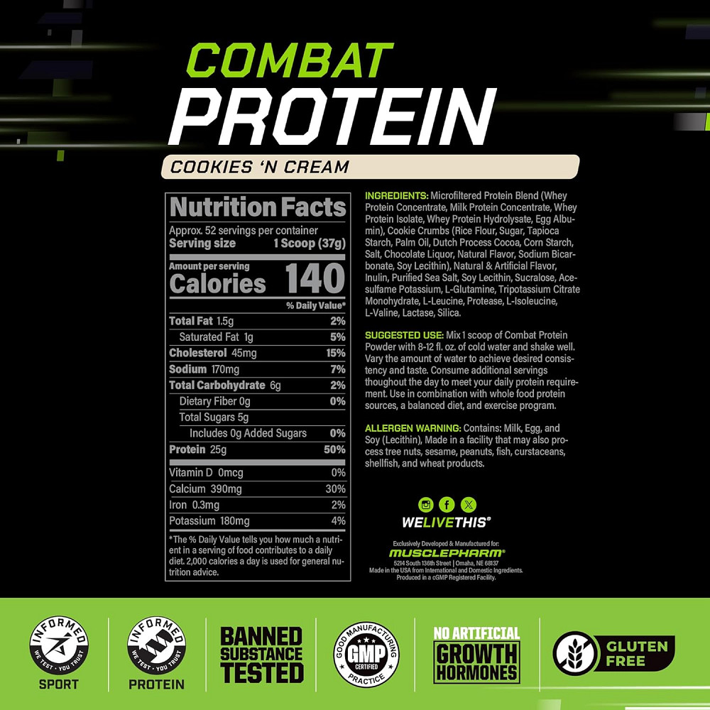Combat® Protein 1900g (Cookies 'N' Cream) Луцк - изображение 3