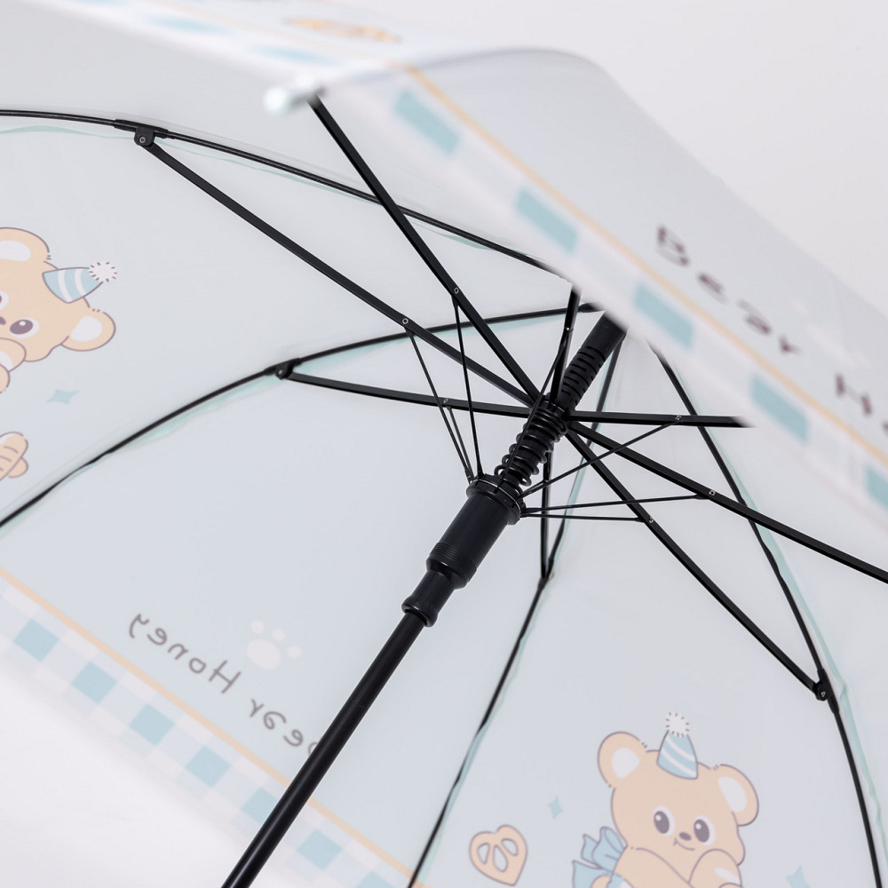 Класична дитяча парасолька-тростина напівавтомат з поліестеру міцна надійна 8 спиць діаметр 94 см М'ятний HP-23-11M Київ - фото 3