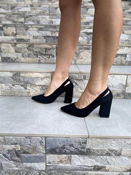 Meideli Туфлі жіночі MEIDELI чорні еко-замша каблук 9 см 38р.-25 см 39р.-25.5 см (3955) Коломия - фото 2
