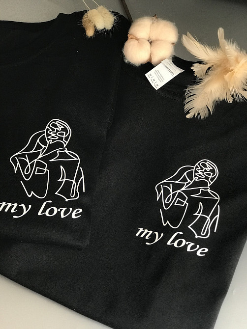 Парні футболки для хлопця та дівчини з абстрактним принтом MY LOVE Чернівці - фото 4