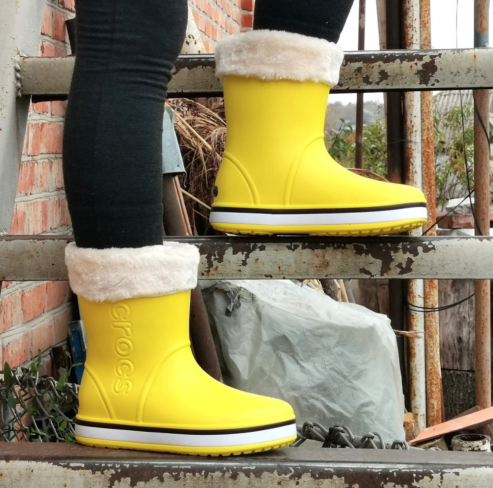 Жіночі Гумові Напівчоботи CROCS Жовті Чоботи Крокси Теплі Зимові (розміри: 36,37,38) — 8 Дніпро - фото 9