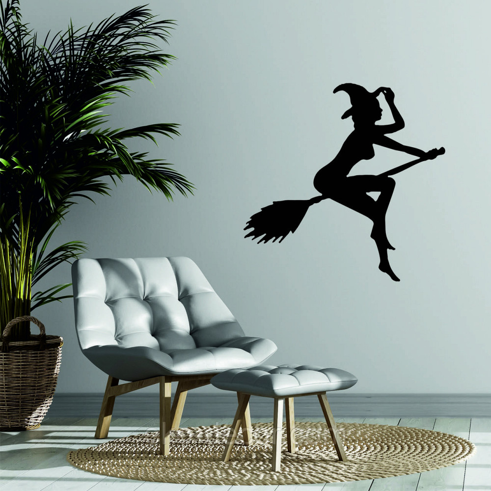 Декоративное настенное Панно «Ведьма на метле», Декор на стену 70*68 см, Черный Киев - изображение 4