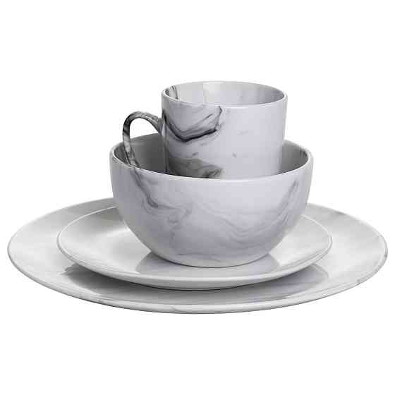 Столовий набір посуду тарілок і чашок 24 предметів на 6 персон Marmor порцеляновий MD-24-2G Коломия