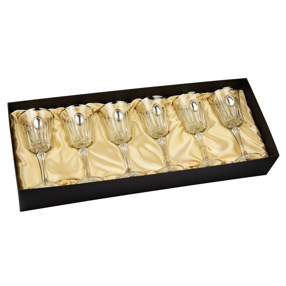 Набор для вина и воды Гармония Boss Crystal (6 бокалов) хрусталь декорирован платиной, серебром и золотом Киев - изображение 1