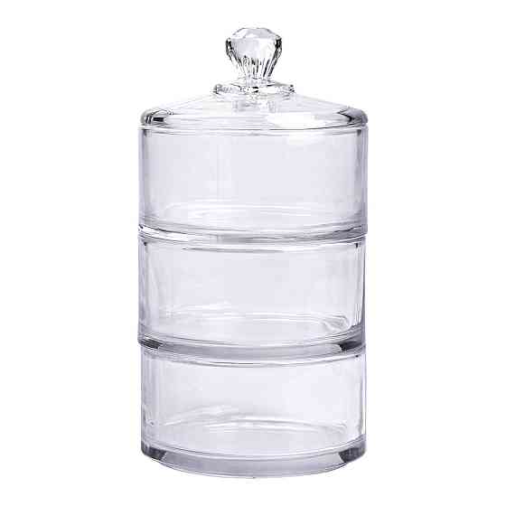 Трехъярусная стеклянная конфетница с крышкой Ø 10 см Киев