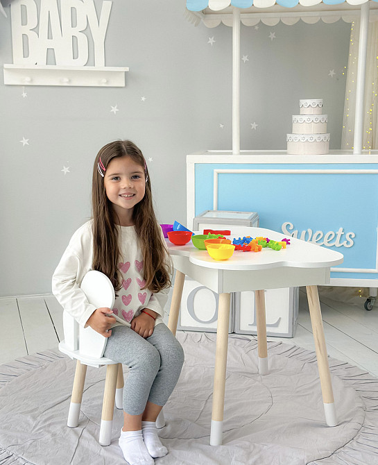 Новинка! Стол тучка с нишей и стульчик бабочка белые 27603 Киев - изображение 9