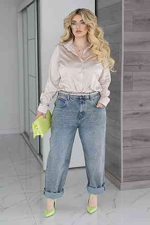 Жіноча шовкова сорочка класична "Milena" |Батал Бежевий, 54-56 Київ