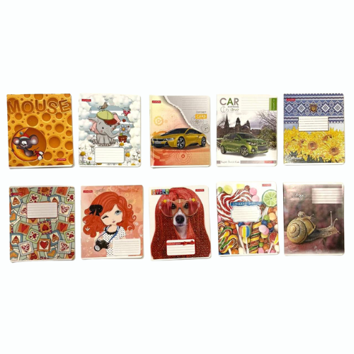 Зошити 12 аркушів у клітинку з глітером (12 шт, асорті) Київ - фото 1