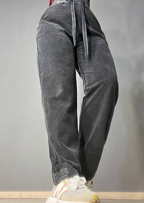 Брюки женские Yimeite 516 мом бананы вареные тай дай трикотажные талия на резинке черные, черный, З2 Киев - изображение 7