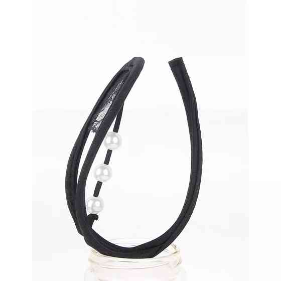 Труси без лямок мереживні з перлами one size чорний Київ