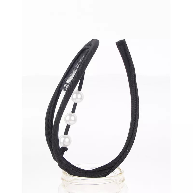 Труси без лямок мереживні з перлами one size чорний Київ - фото 3