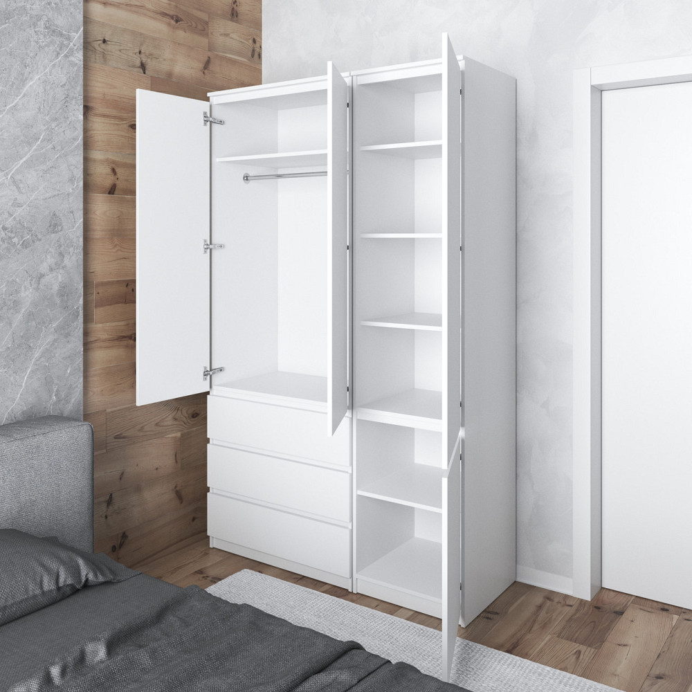 Шафа для одягу VAYS в спальню з 3 шухлядами, штангою та полицями, без ручок R9+R22 Венге Темний Львів - фото 2