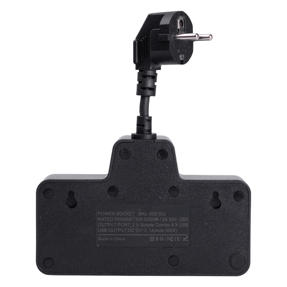 Yiwu Мережевий фільтр на 2 євро розетки з 2 USB та 2 Type-C чорний HP-5-18 Коломия - фото 4