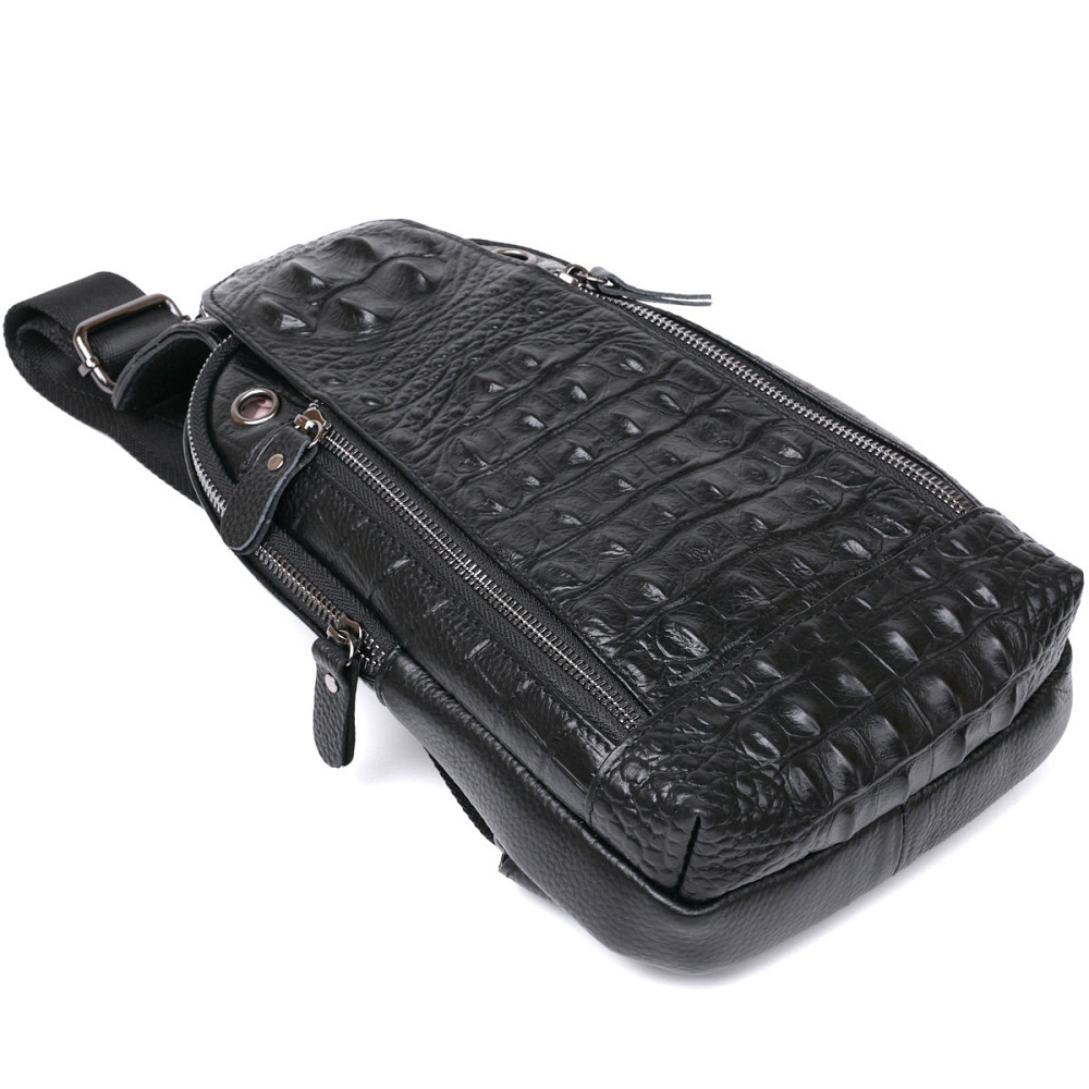 Молодіжна шкіряна чоловіча сумка через плече Чорний (Vintage) Київ - фото 10