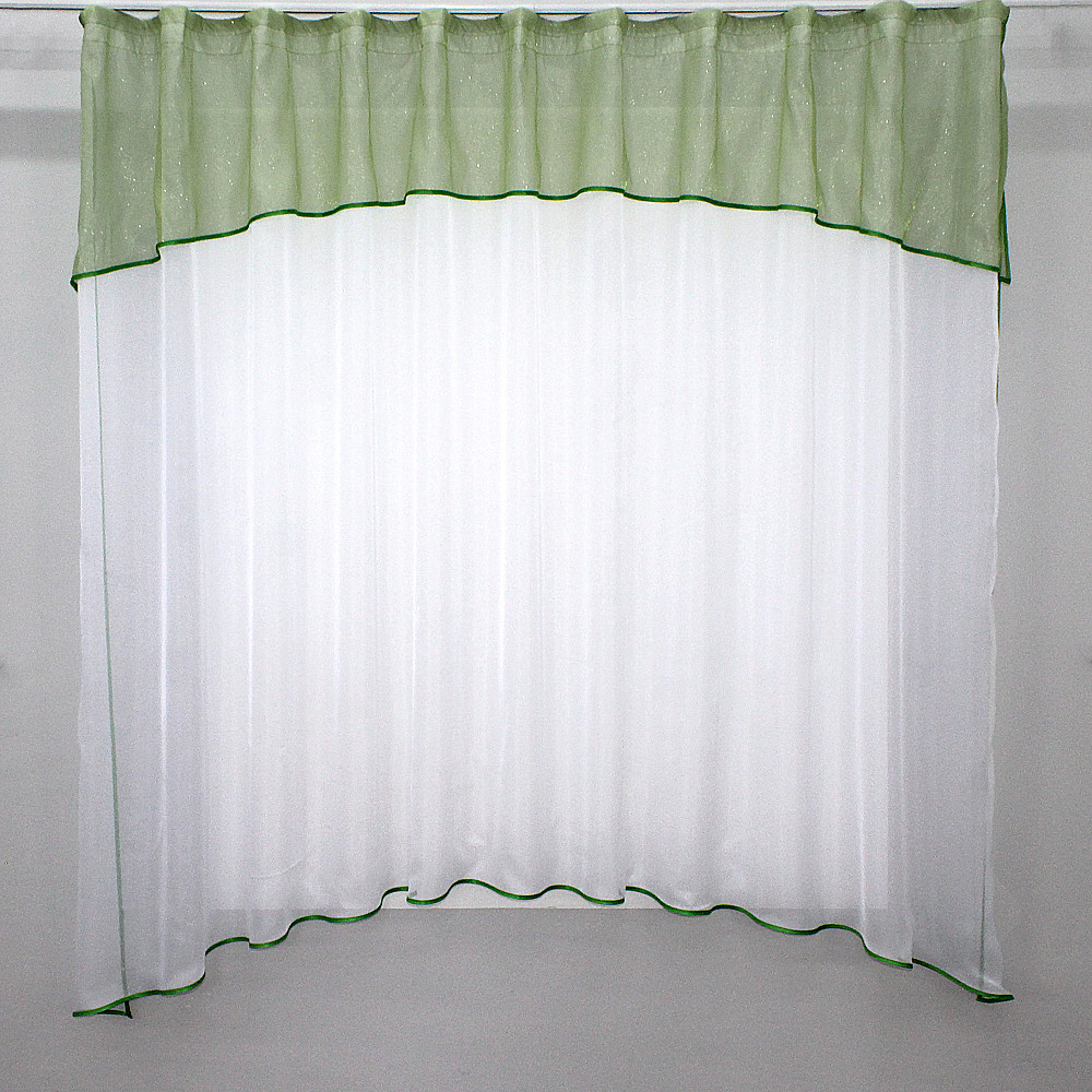 Кухонна гардина VR-Textil № 036к арка білий із салатовим 270х170 см (52-0123) Київ - фото 1