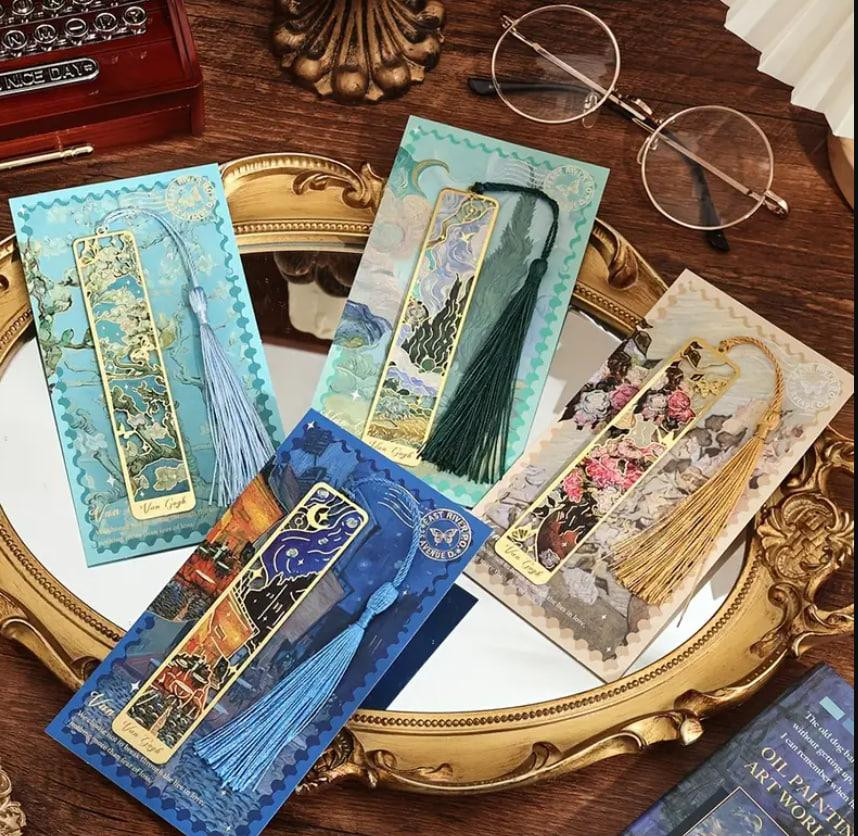 Вінтажна металева закладка з масляним живописом та китицею. ОригІнальна закладка для книжок. Подарун Київ - фото 2