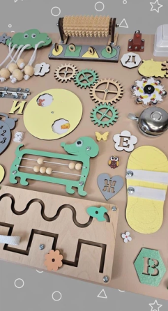 Бизиборд для дітей 50х60  Методика Монтессорі Розвивальна дошка Бізіборд для розвитку дрібної моторики Тернопіль