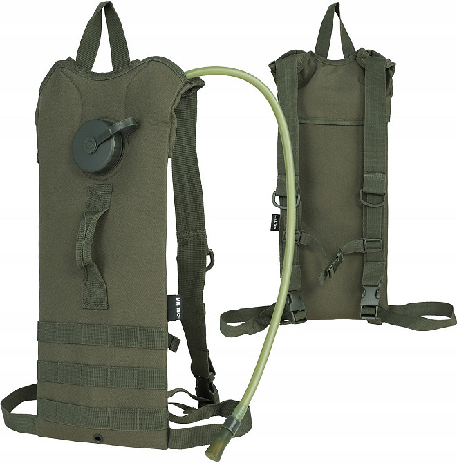 Гідратор для води 3 літри з трубкою 115 см та системою Molle + чохол Mil-Tec "Water Pack" (14537101) Olive Нововолинськ - фото 1