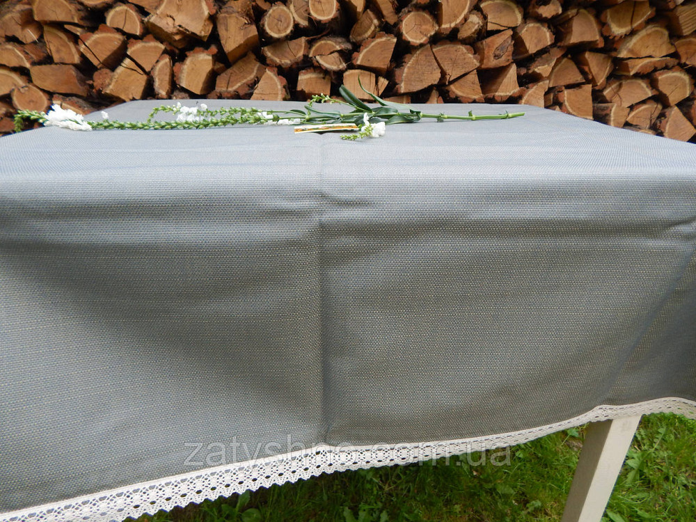 Скатерть на подарок с  кружевом, цвет зелено-синий Киев - изображение 6