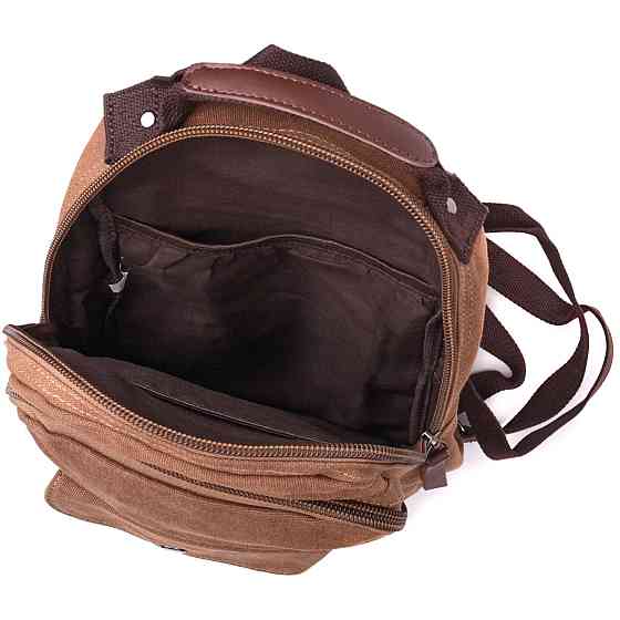 Зручний текстильний рюкзак з ущільненою спинкою та відділенням для планшета Vintage sale_15078 Коричневий Київ