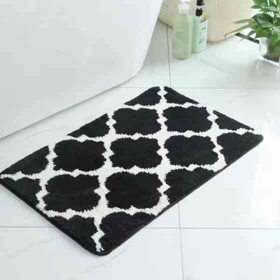 Килимок для ванної кімнати та душу килимок для ніг в душову, мікрофібра, атиковзкий c візерунком 40х60 см, чорний Кам'янець-Подільський