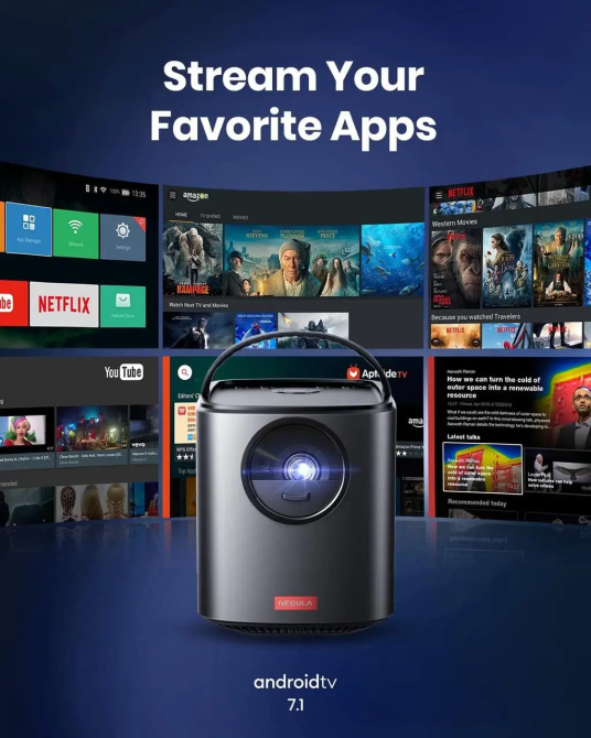 Портативний Акумуляторний Мультимедійний проектор Anker Nebula Mars II Pro 500 ANSI люмен, чорний, якість зображення 720p Київ - фото 7