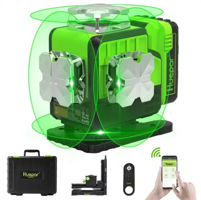 Лазерный уровень нивелир Huepar P04CG 4D откалиброван 16 линий Зеленый луч Киев - изображение 5