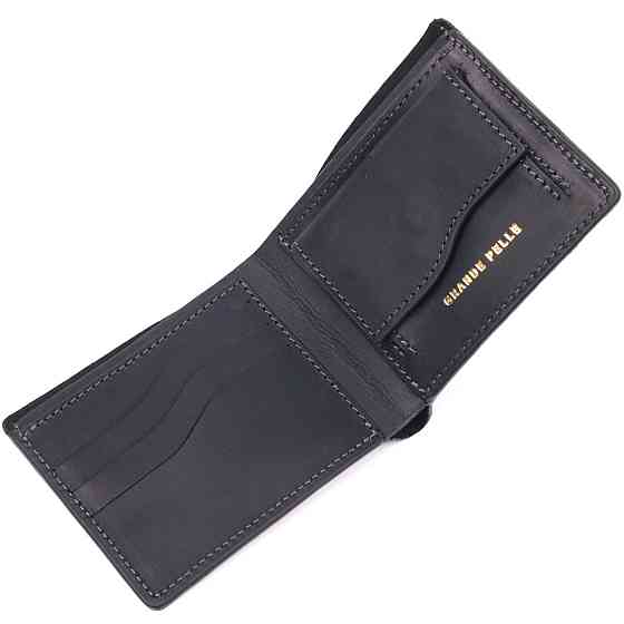 Добротное кожаное портмоне из винтажной кожи в два сложения Слава ЗСУ GRANDE PELLE 16734 Черный Киев