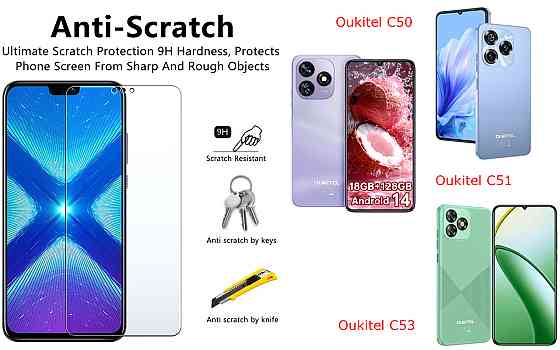 Захисне скло NeoGlass для Oukitel C50, Oukitel C51, Oukitel C53 – надпрозоре та стійке Київ