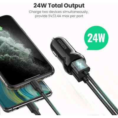 Зарядное устройство Ugreen ED018 24W 2xUSB Car Charger (Black) (50875) Винница