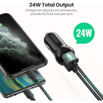 Зарядное устройство Ugreen ED018 24W 2xUSB Car Charger (Black) (50875) Винница - изображение 2