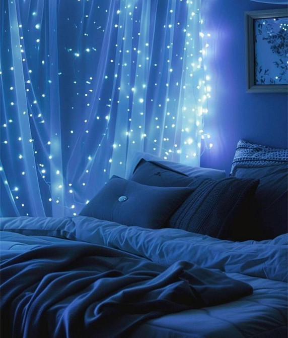 Світлодіодна гірлянда штора роса Niki Light штора від USB 8 режимів гірлянда завіса з пультом 300 лед 3x3м біла холодний білий Київ - фото 7