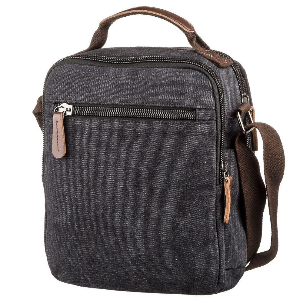 Универсальная текстильная мужская сумка на два отделения Черная (Vintage) Киев - изображение 6