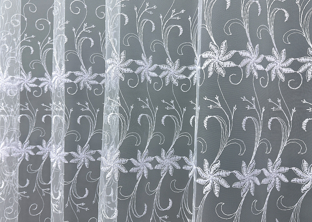Тюль фатин з вишивкою колір холодний білий 1729т Київ - фото 3