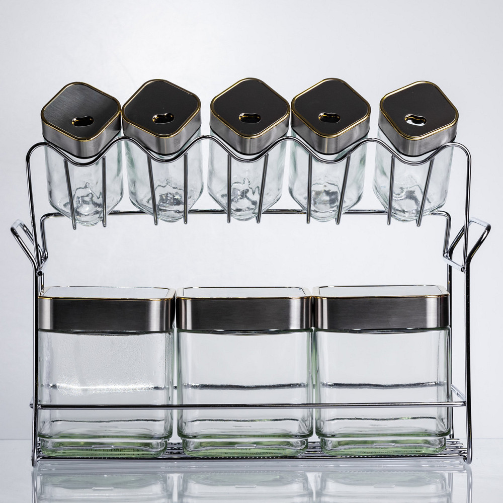 Набір ємностей для зберігання 8 штук по 100/700 мл на металевій підставці HP-1347 Коломия - фото 3