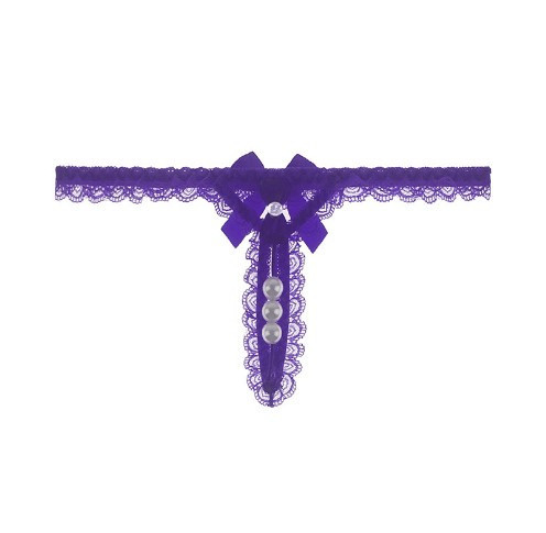 Еротичні трусики з бусинками та розрізом універсальний фіолетовий Київ - фото 1