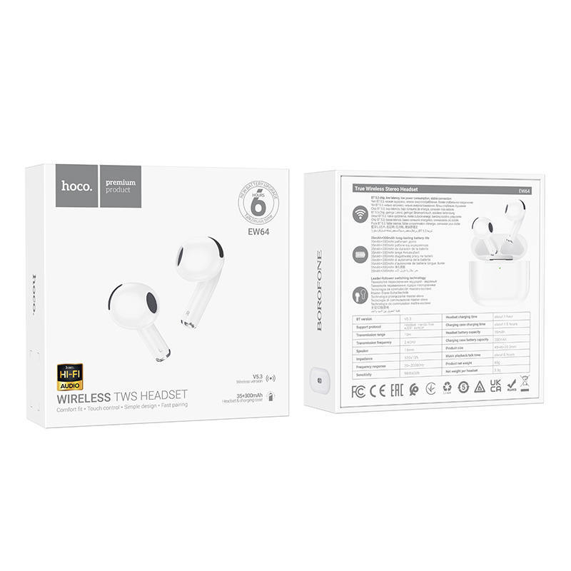Беспроводные наушники HOCO EW64 True wireless stereo headset White Киев - изображение 8